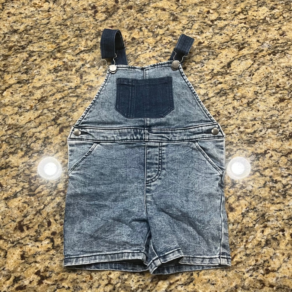 Wonder Nation Kids Acid Wash Denim Shortalls Blue Overalls 5T